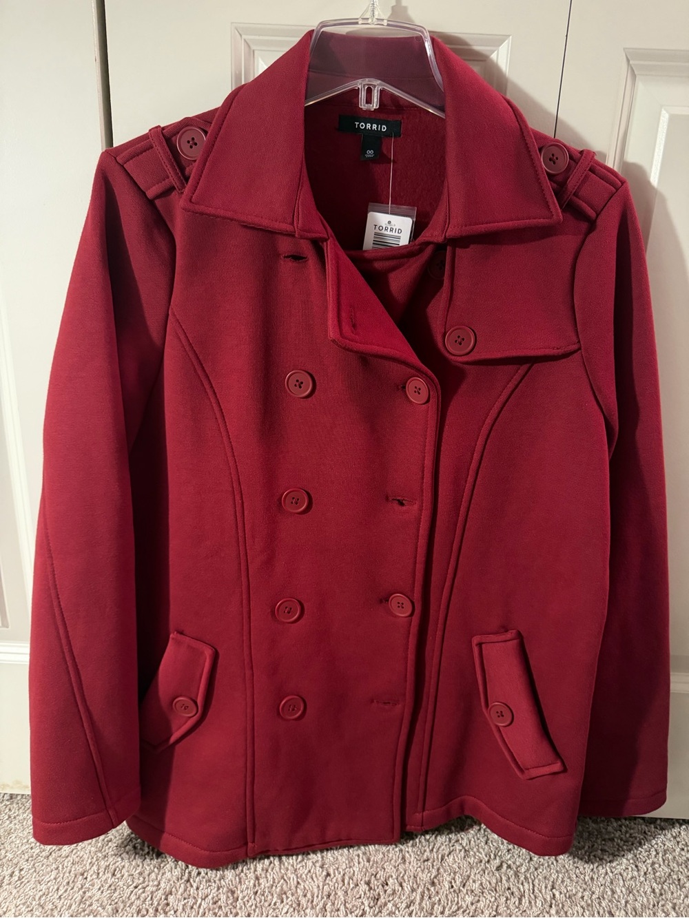 NWT Torrid fleece peacoat. Rhubarb color. Size 00.